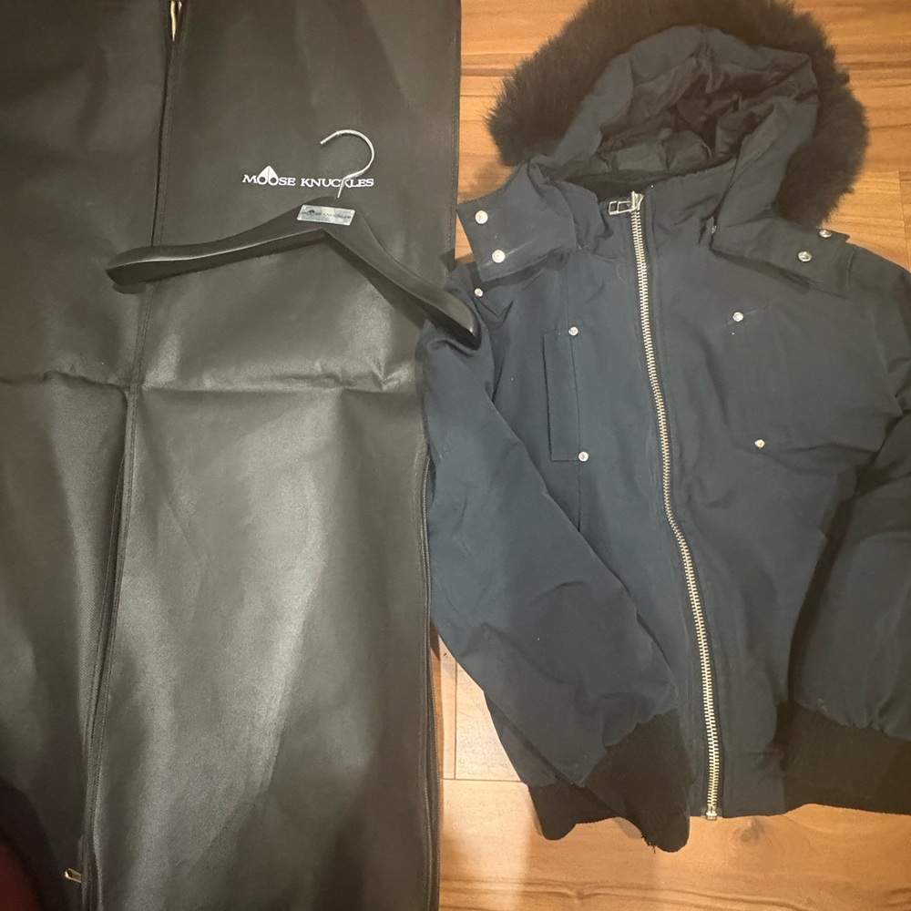 Moose Knuckles Black Hooded Jacket